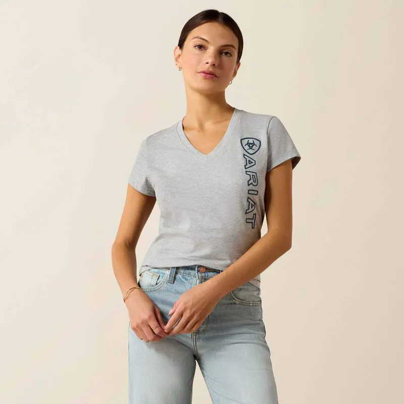 Ariat Vertical Logo T-Shirt Ladies in Heather Grey