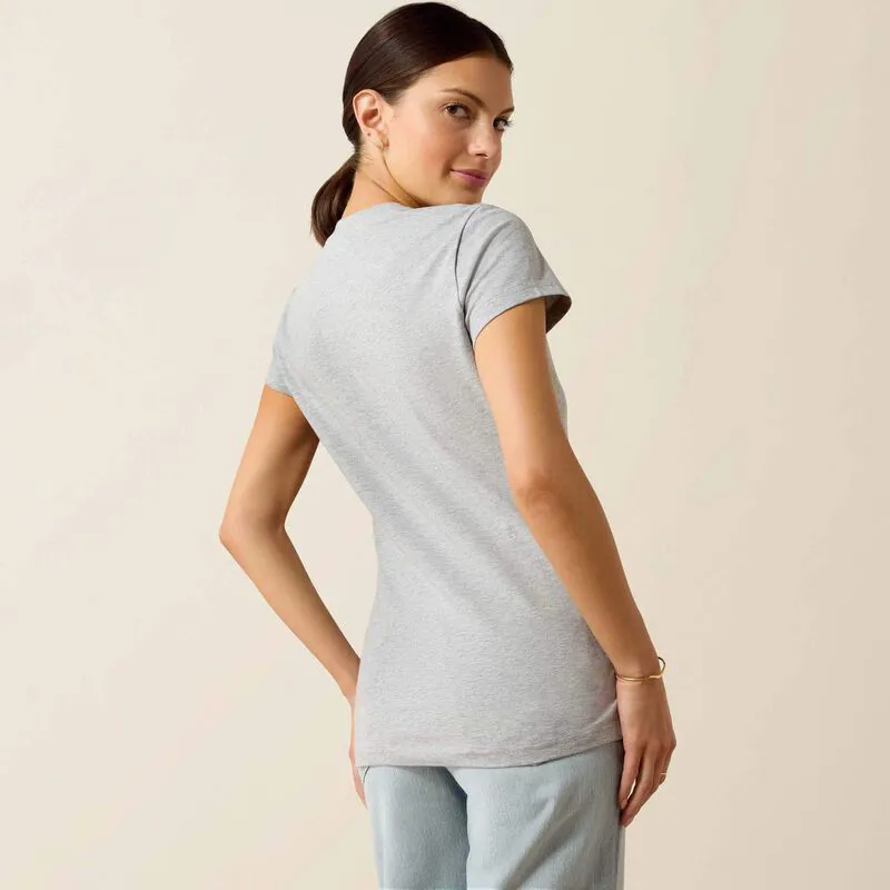 Ariat Vertical Logo T-Shirt Ladies in Heather Grey-3