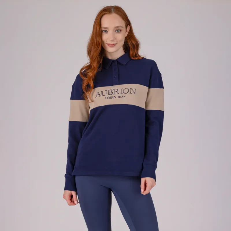 Aubrion Equestrian Button Sweatshirt Ladies in Midnight-7