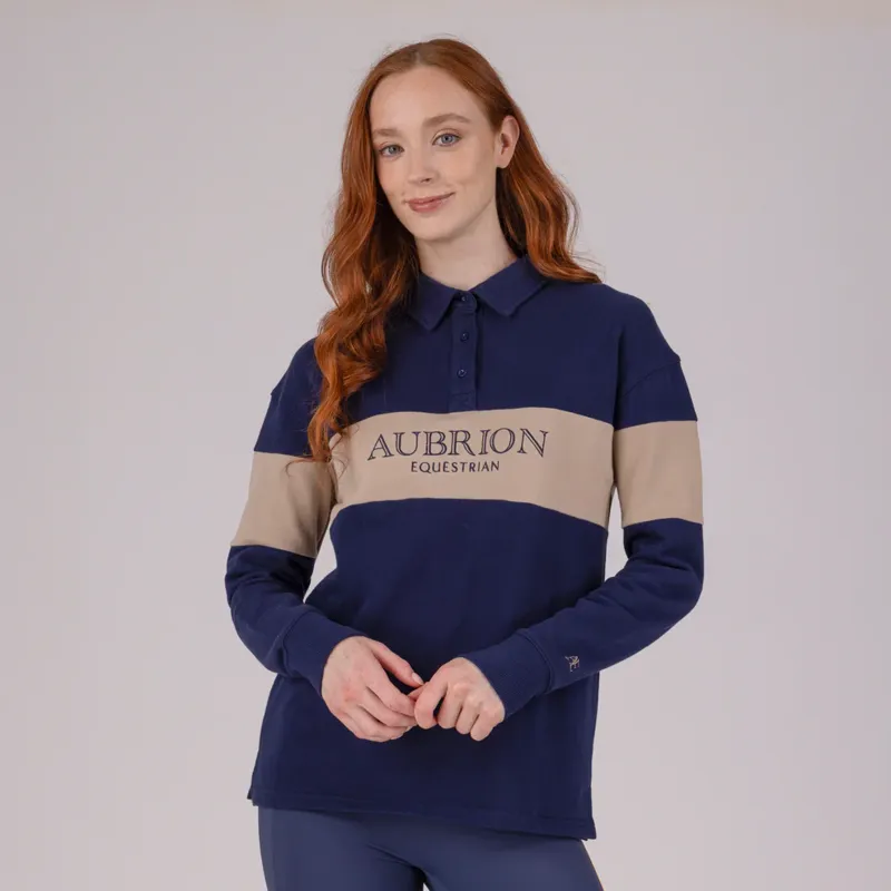 Aubrion Equestrian Button Sweatshirt Ladies in Midnight