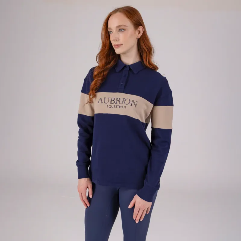 Aubrion Equestrian Button Sweatshirt Ladies in Midnight-1