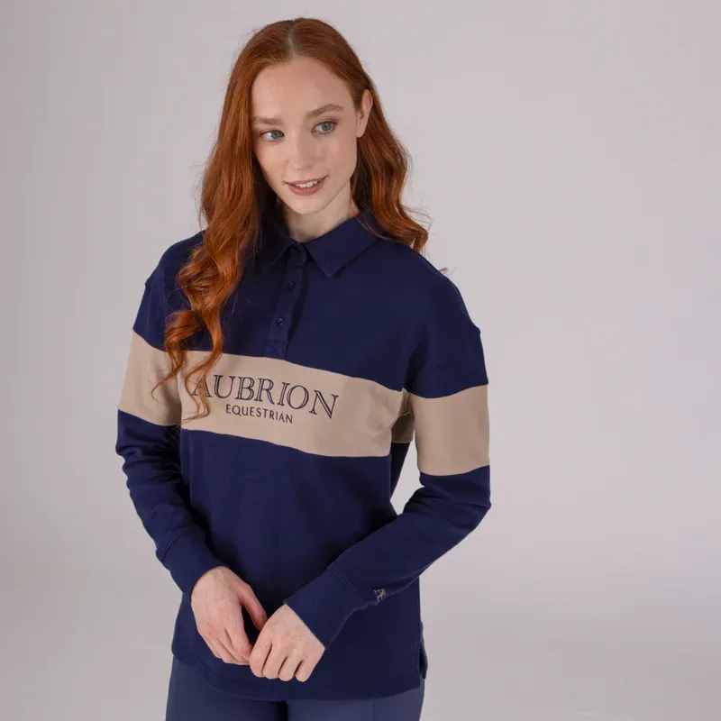 Aubrion Equestrian Button Sweatshirt Ladies in Midnight-2