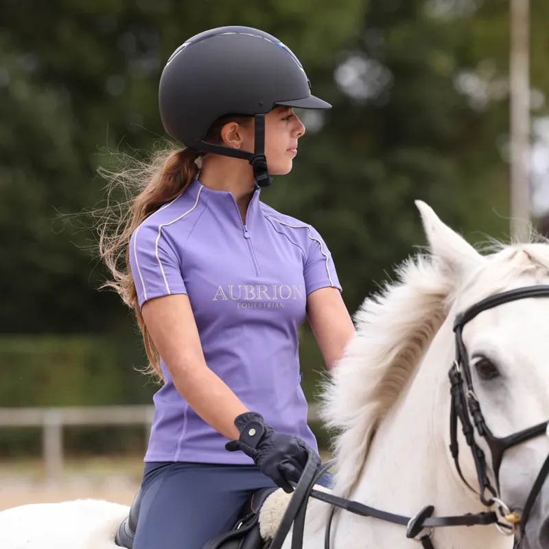 Aubrion Equestrian Short Sleeve Base Layer Juniors in Heather