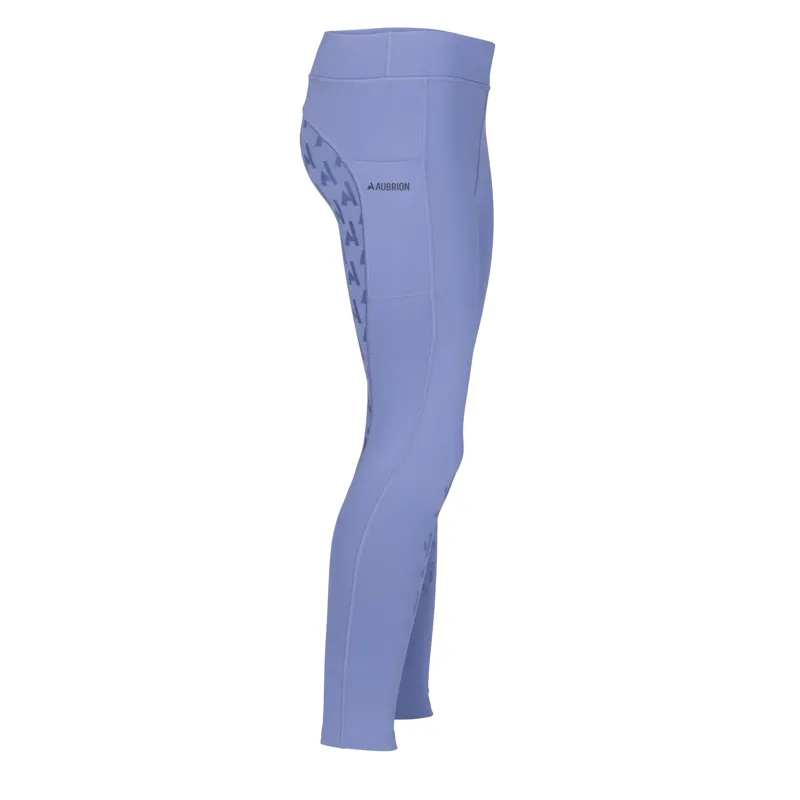 Aubrion React Winter Riding Tights Juniors in Sky-5
