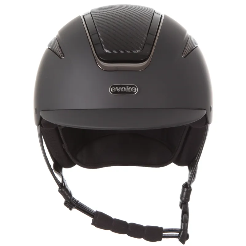 Evoke Callisto Classic Peak Riding Hat in Black Carbon and Gunmetal