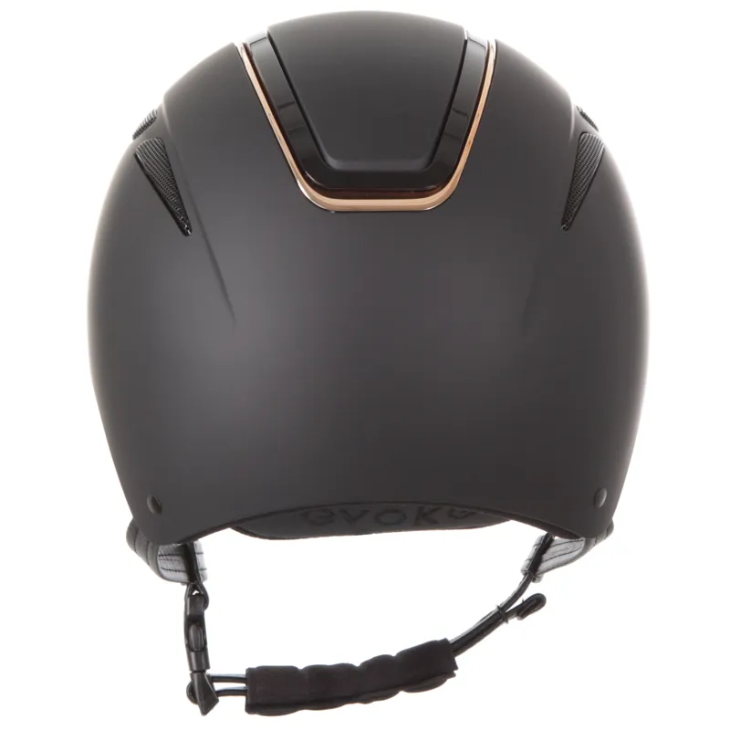 Evoke Callisto Classic Peak Riding Hat in Black and Rose Gold-4