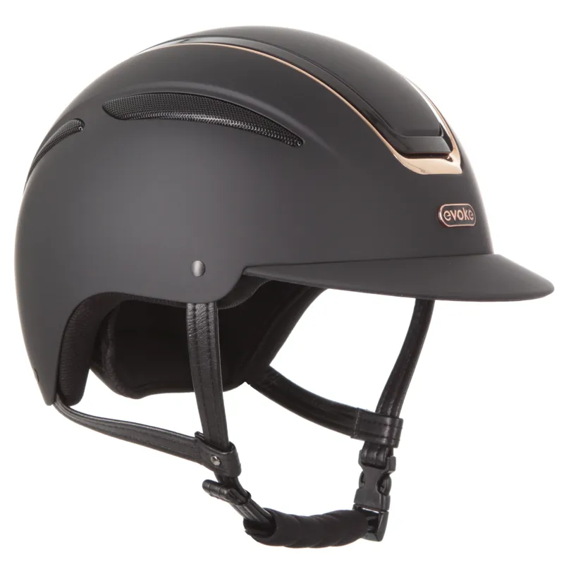 Evoke Callisto Classic Peak Riding Hat in Black and Rose Gold-3