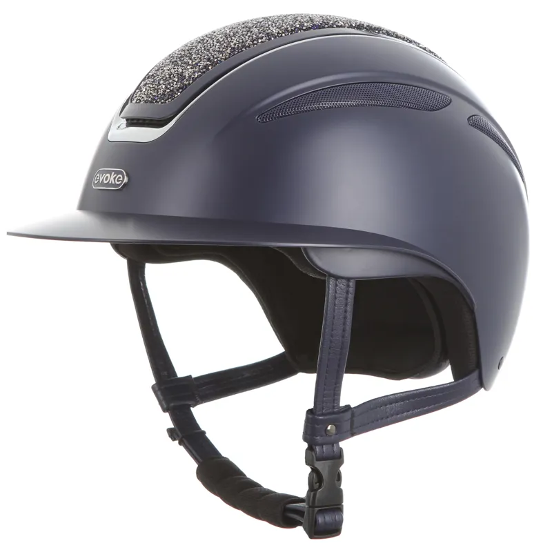 Evoke Callisto Wide Peak Riding Hat in Navy with Navy Crystals-2