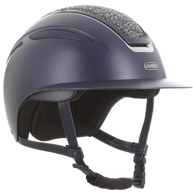 Evoke Callisto Wide Peak Riding Hat in Navy with Navy Crystals-3