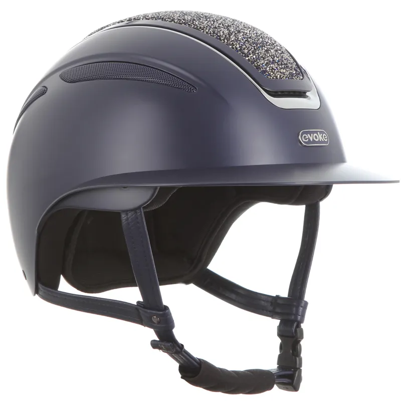 evoke Callisto Wide Peak Riding Hat in Navy with Navy Crystals-2