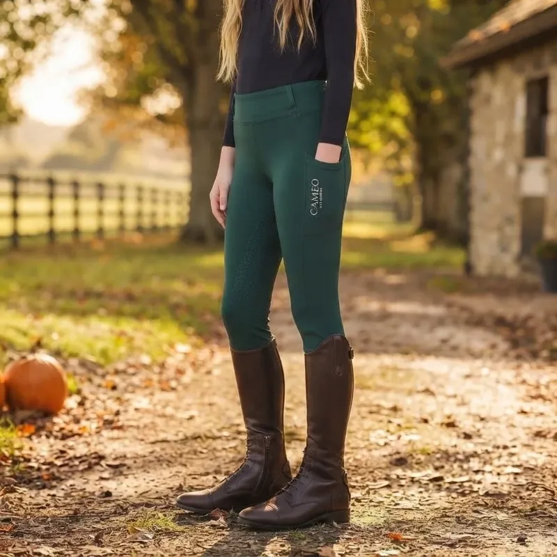 Cameo Equine Junior All Season Riding Tights in Evergreen-2