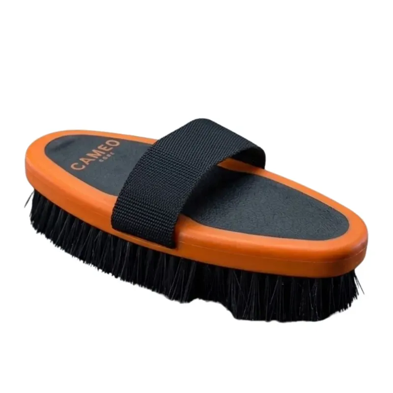 Cameo Equine Body Brush in Black and Orange