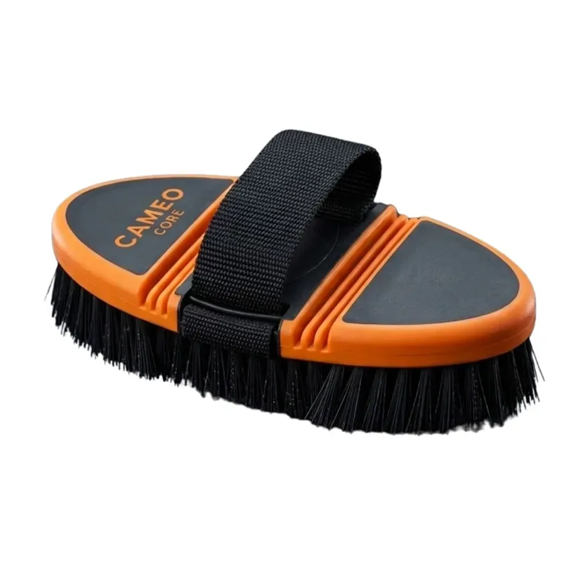 Cameo Equine Flexi Grooming Brush in Black and Orange