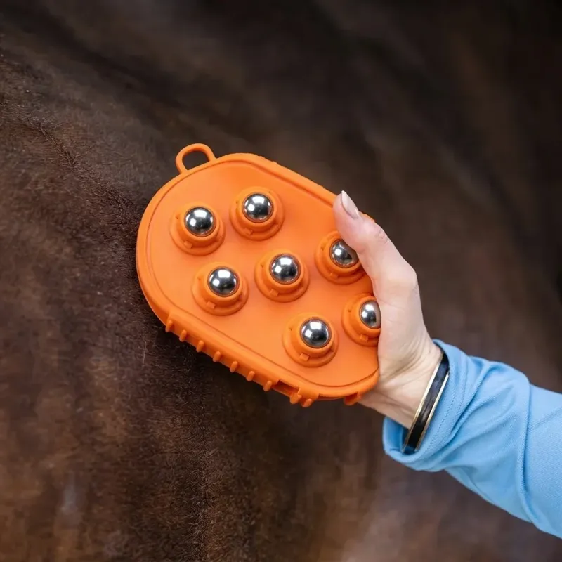 Cameo Equine Magnetic Massage Mitt in Orange-2