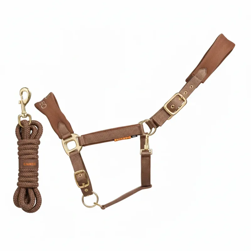 Cameo Suede Elite Headcollar and Rope in Mocha