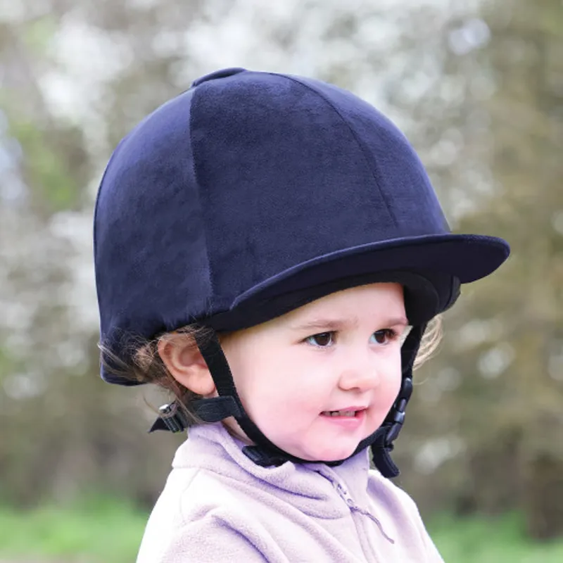 Equetech Premium Velvet Show Hat Silk Childs in Navy-1