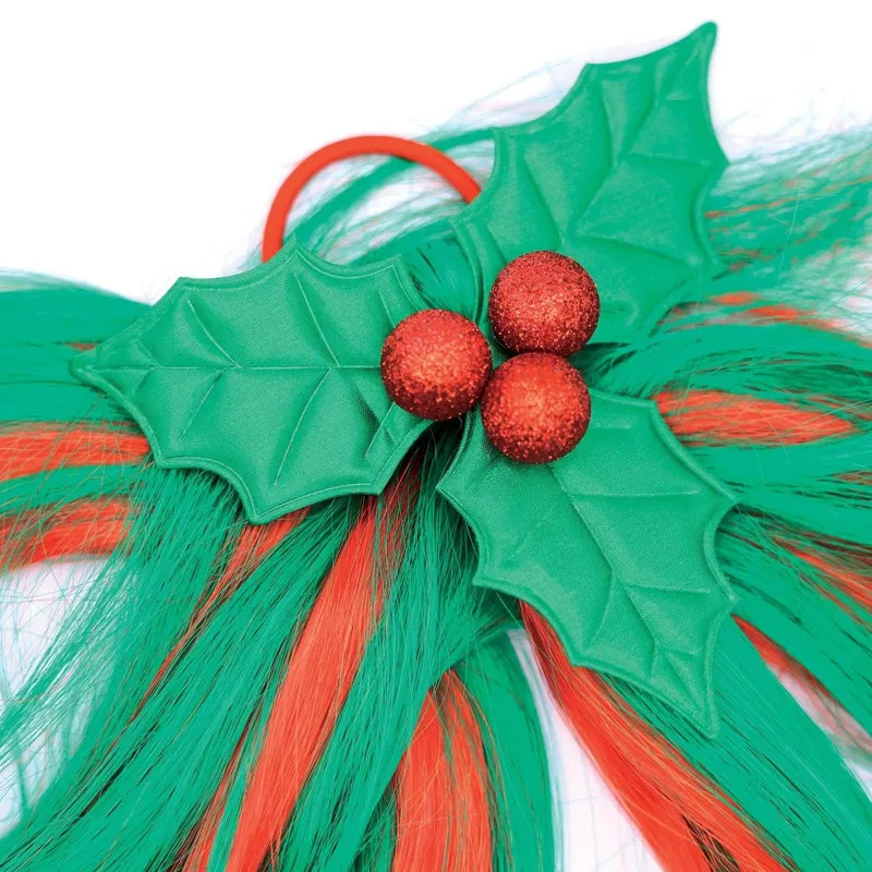 Equetech Christmas Holly Festive Christmas Tail Tassel - Green-2
