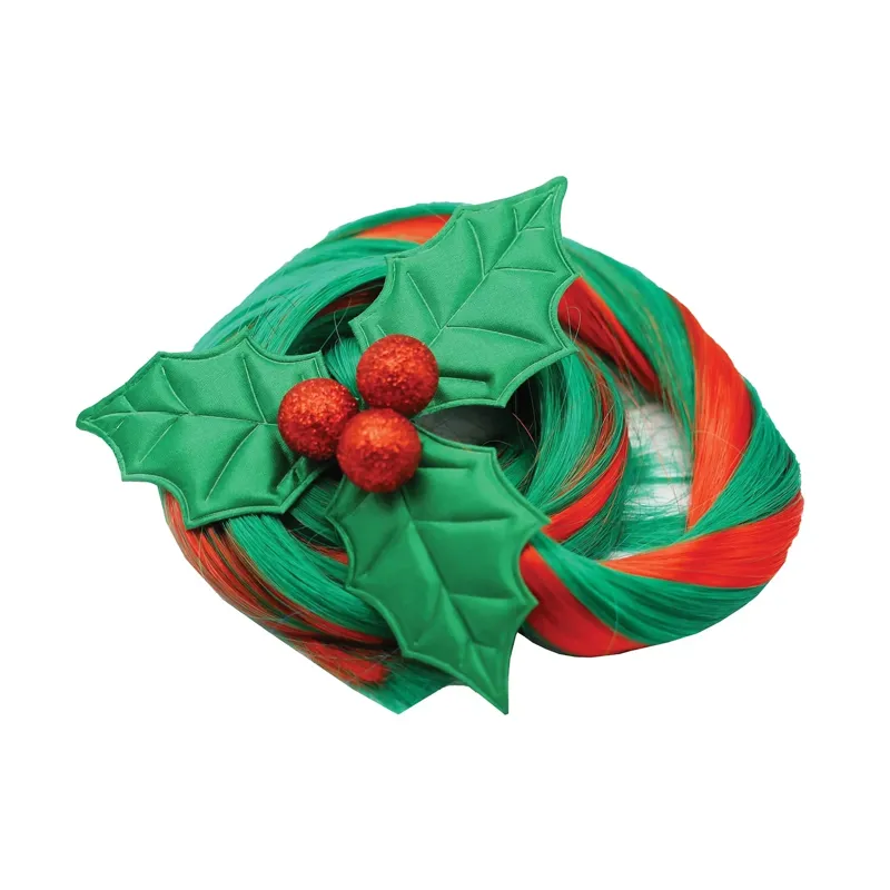 Equetech Christmas Holly Festive Christmas Tail Tassel - Green