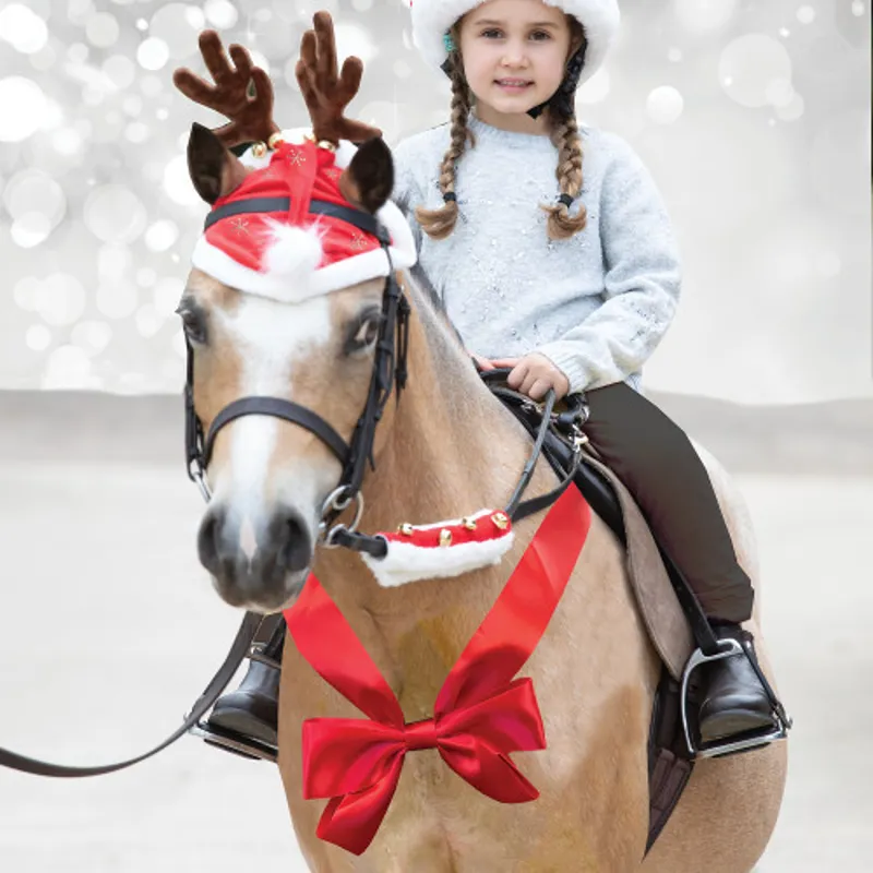 Equetech Christmas Horse Chest Bow in Red-1