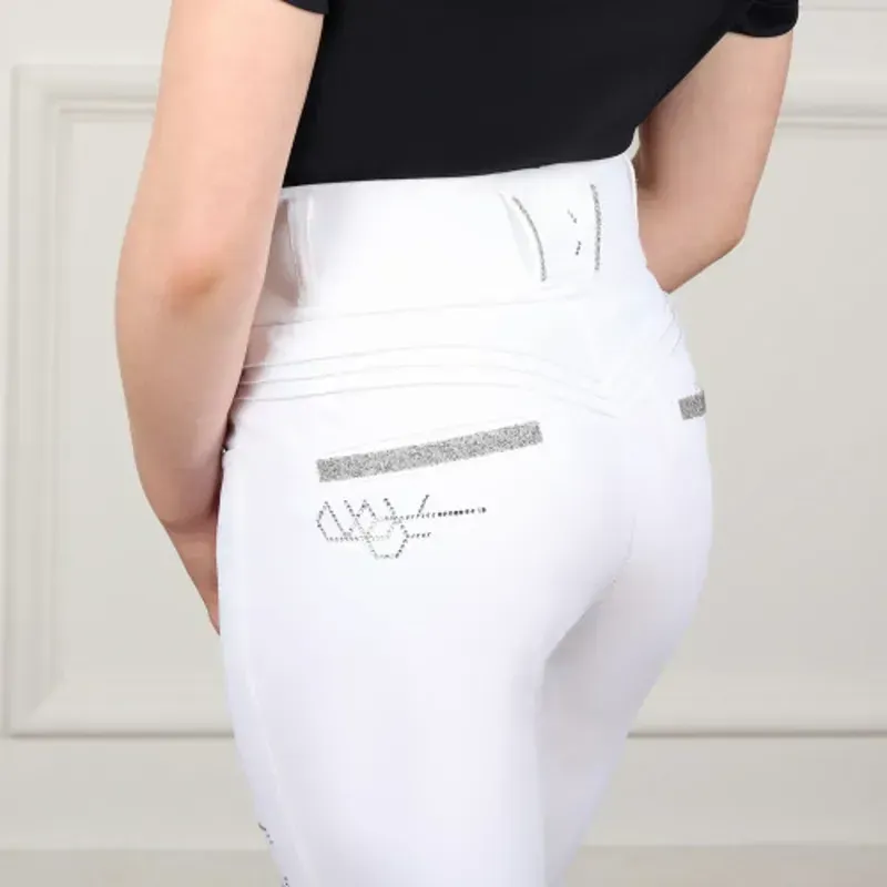 Coldstream Ledmore Diamante Riding Tights Juniors in White-5