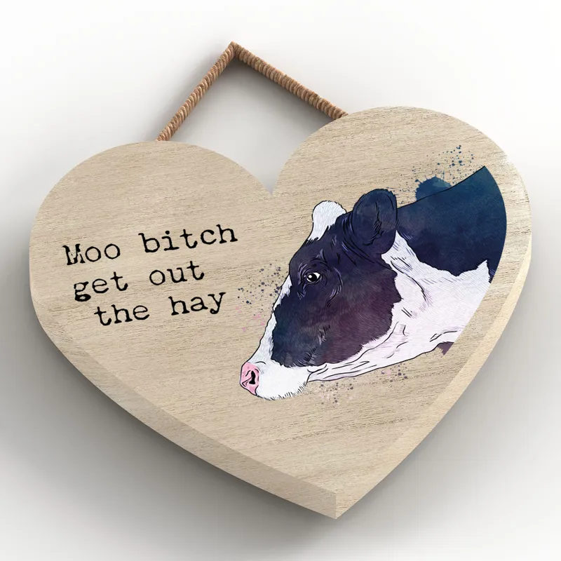 Platinum Cow Moo Small Heart Plaque