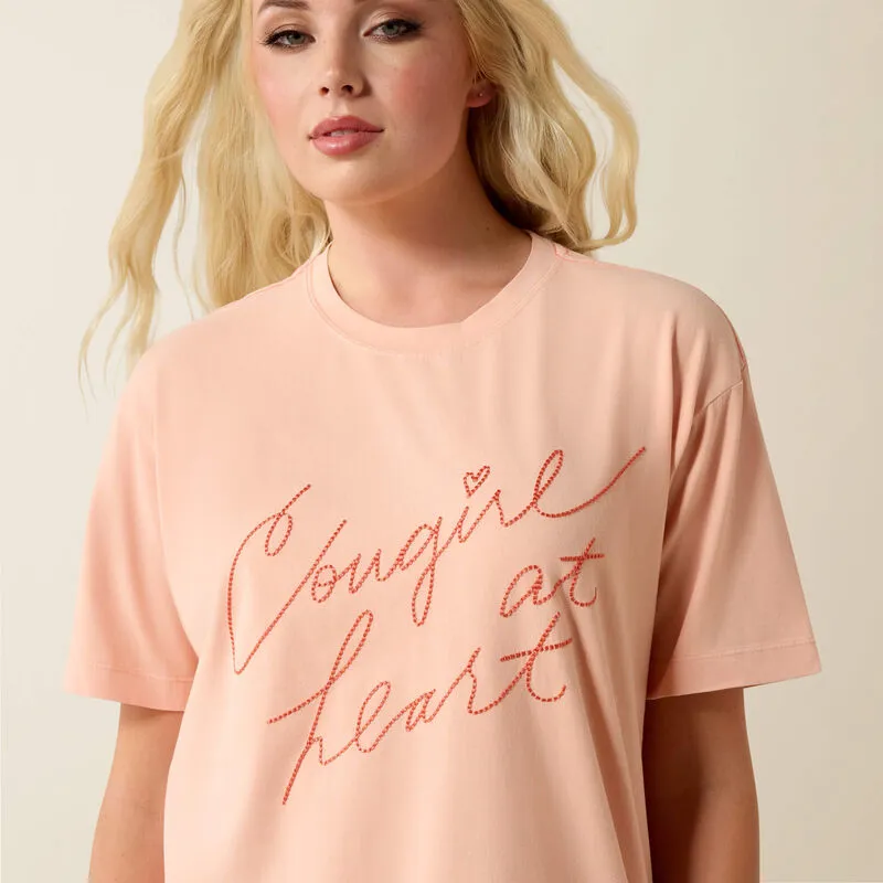 Ariat Cowgirl at Heart T-Shirt Ladies in Tropical Peach-1