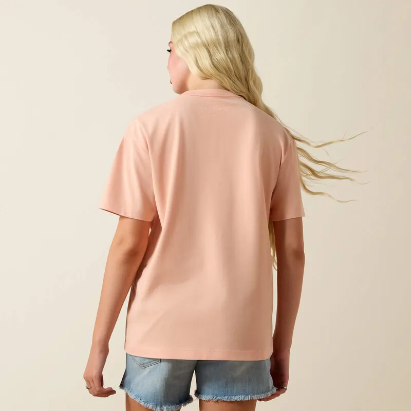 Ariat Cowgirl at Heart T-Shirt Ladies in Tropical Peach-3