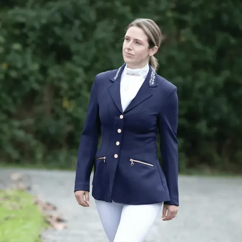 Equetech Crystal Showerproof Competition Jacket in Navy and Rose Gold-2