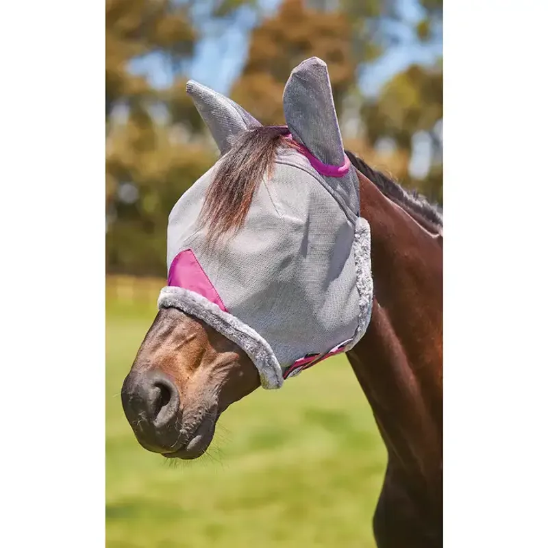 Weatherbeeta ComfiTec Deluxe Mesh Mask with Ears in Grey and Purple