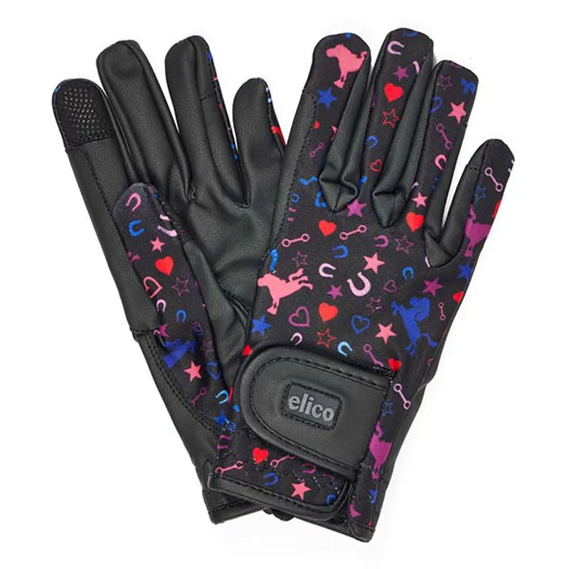 Elico Buxton Riding Gloves Childrens in Black