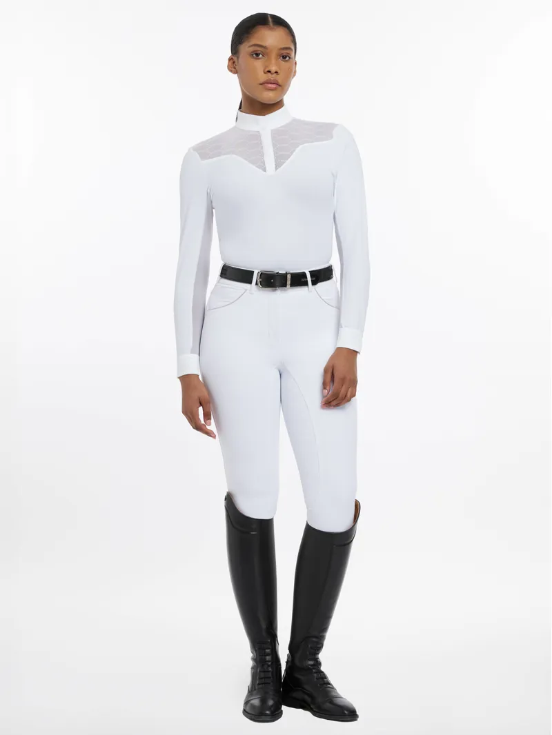 LeMieux Emily Long Sleeve Show Shirt Ladies in White-2