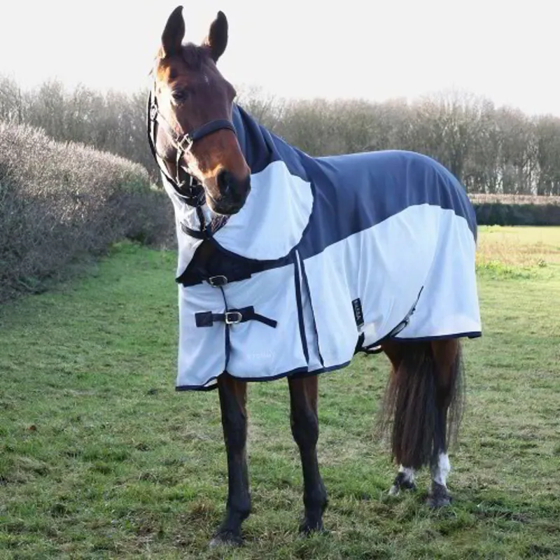 StormX Empra Aqua Shield Fly Rug - Navy and Silver-3