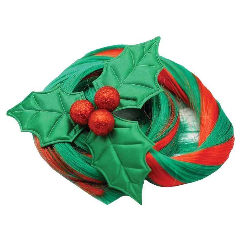 Equetech Christmas Holly Festive Christmas Tail Tassel - Green