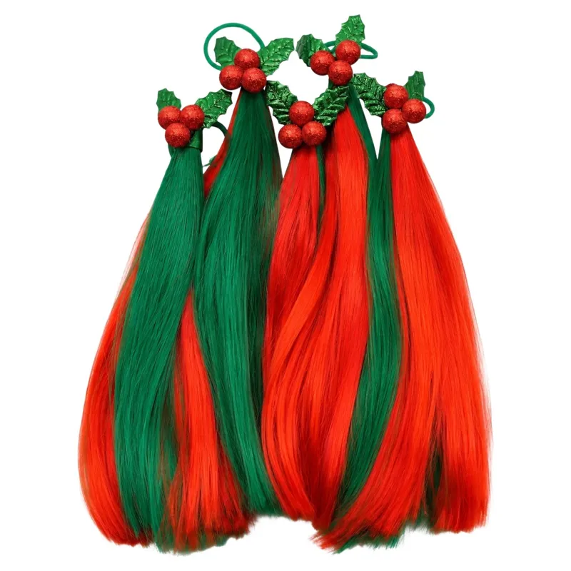Equetech Christmas Holly Festive Horse Mane Tassels 5 Pack - Green