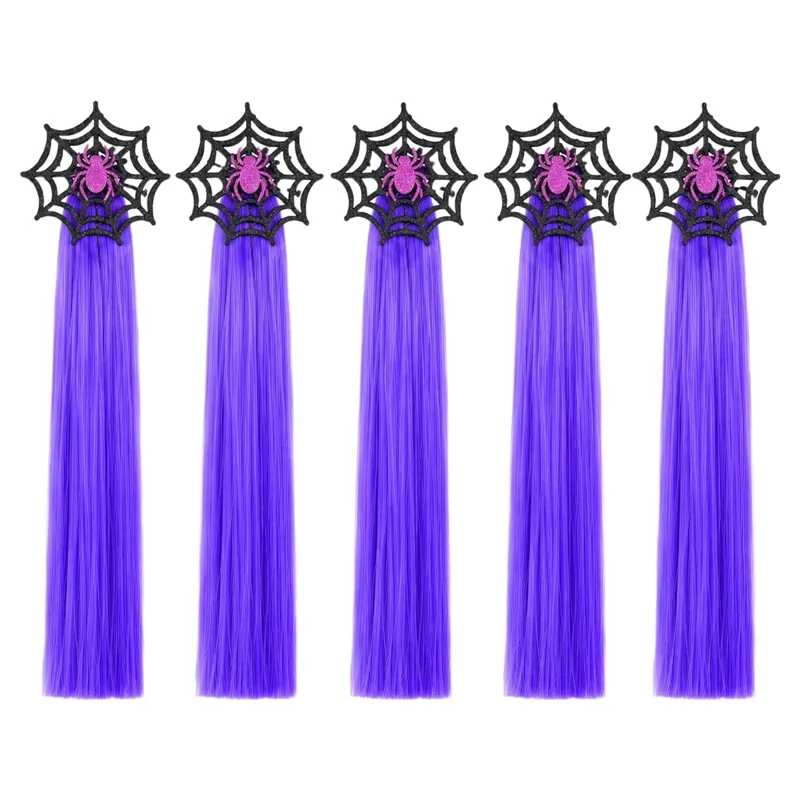 Equetech Cobweb Spider Halloween Horse Mane Tassels Pack of 5 - Purple