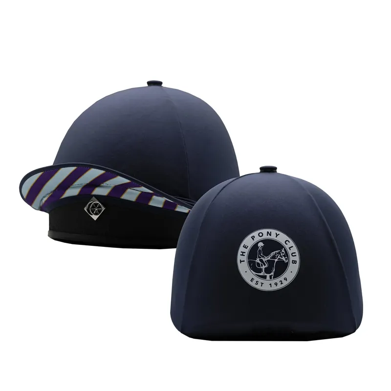 Equetech Junior Pony Club 2-In-1 Lycra Hat Silk in Navy-1