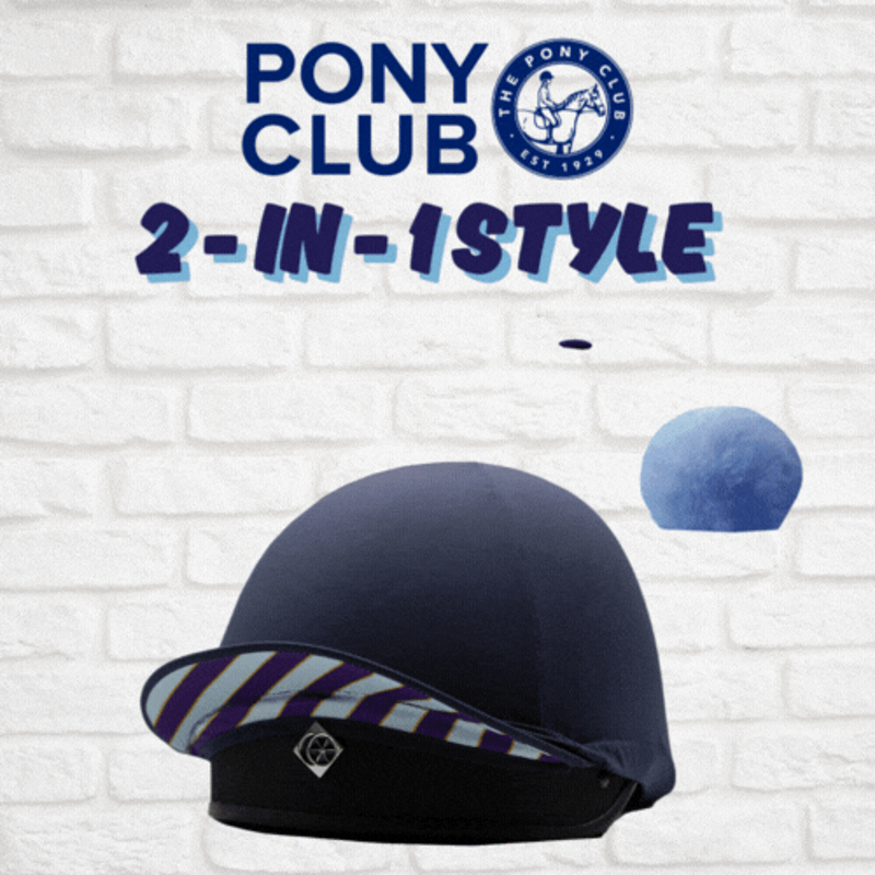 Equetech Junior Pony Club 2-In-1 Lycra Hat Silk in Navy-3