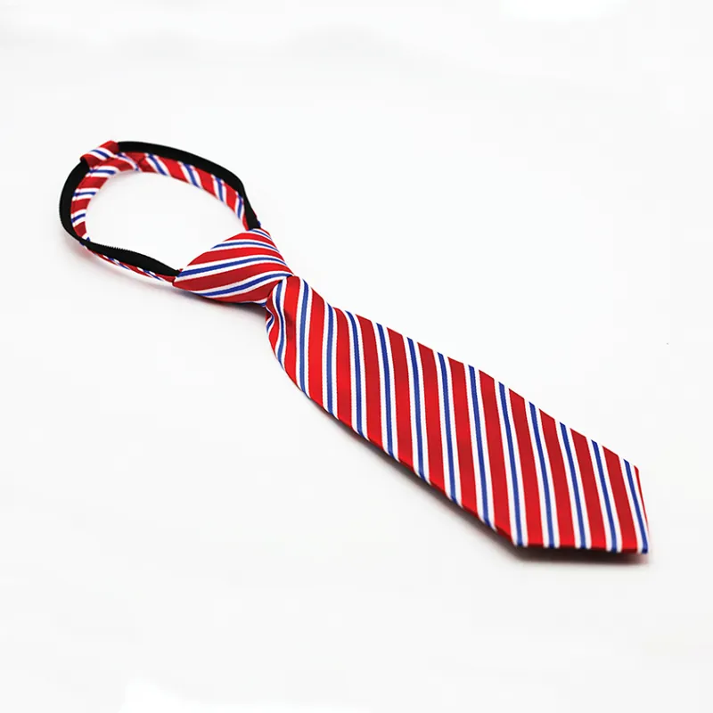 Equetech Regent Stripe Ready-Tied Show Tie Juniors in Red and Navy