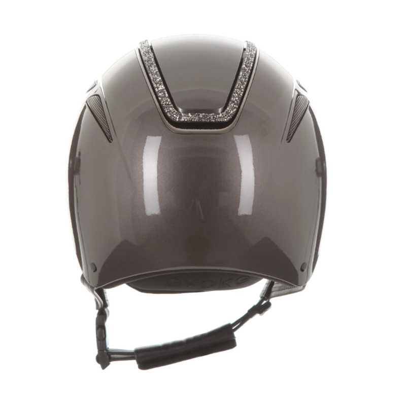 evoke Callisto Classic Peak Riding Hat in Graphite with Crystal Frame-2