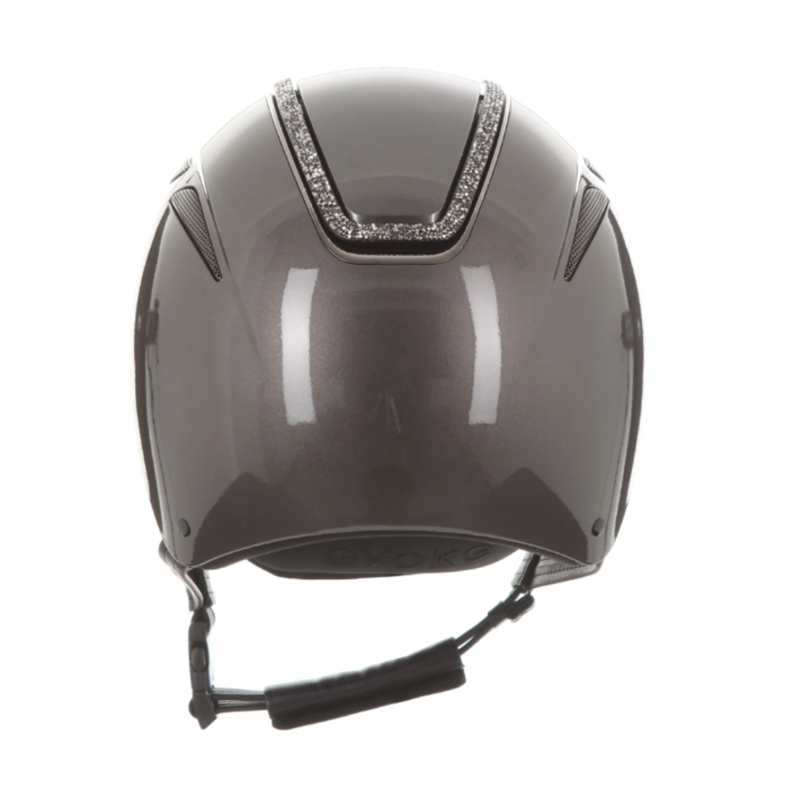 evoke Callisto Wide Peak Riding Hat in Graphite with Crystal Frame-2