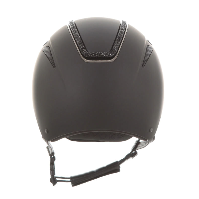 evoke Callisto Classic Peak Riding Hat in Black with Black Crystal Frame-3