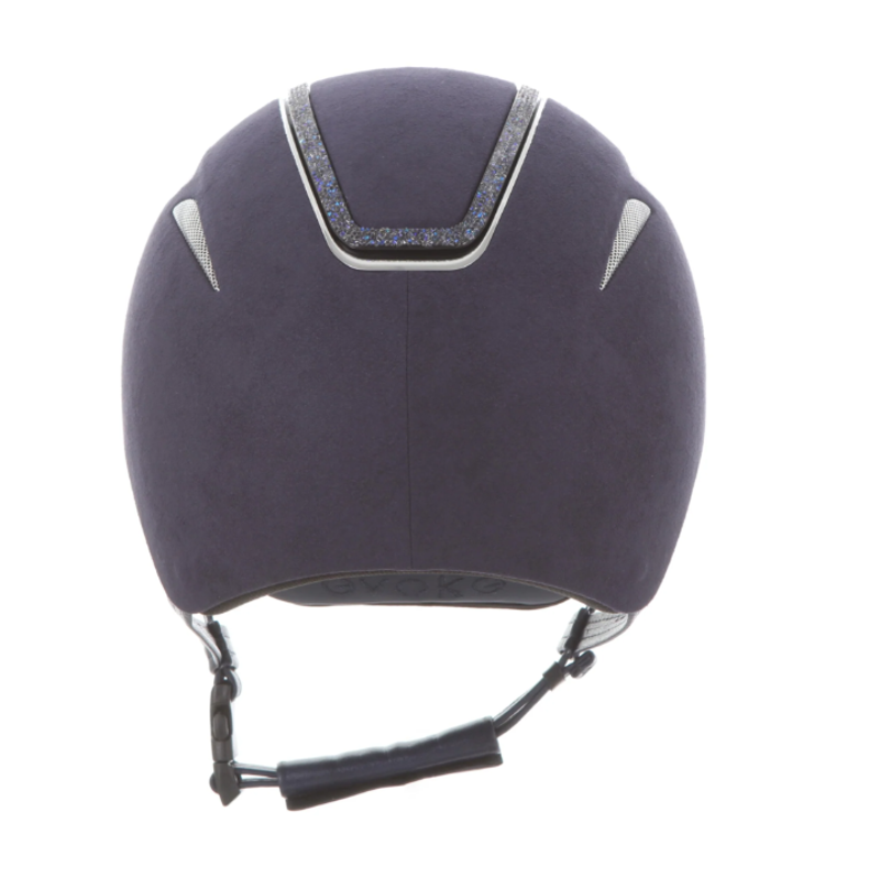 evoke Callisto Classic Peak Riding Hat in Blue Suede with Crystal Frame-2