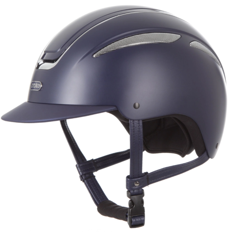 evoke Callisto Classic Peak Riding Hat in Navy and Chrome-1