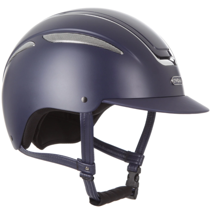evoke Callisto Classic Peak Riding Hat in Navy and Chrome-3