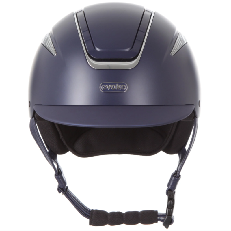 evoke Callisto Classic Peak Riding Hat in Navy and Chrome