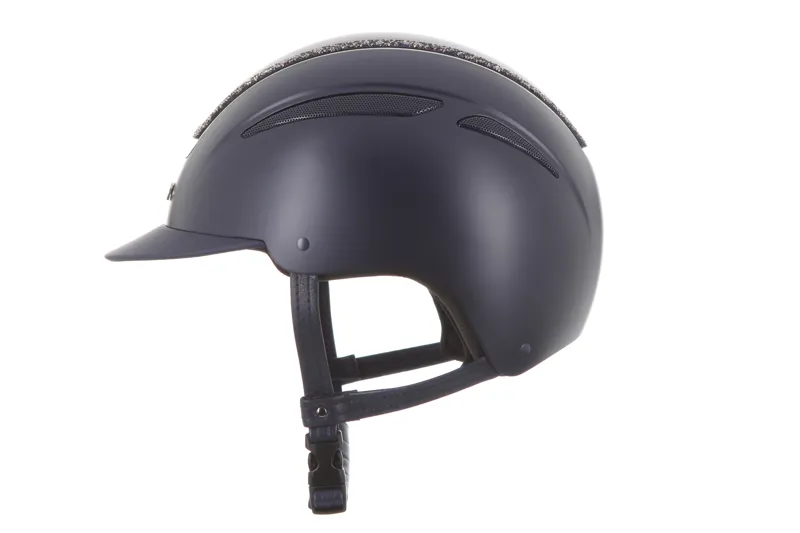 evoke Callisto Classic Peak Riding Hat in Navy with Navy Crystal Frame-6