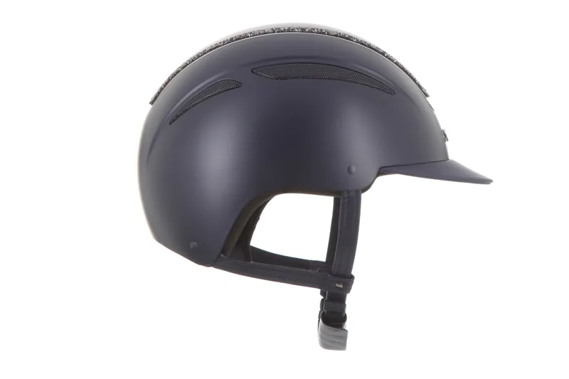 evoke Callisto Classic Peak Riding Hat in Navy with Navy Crystal Frame-4