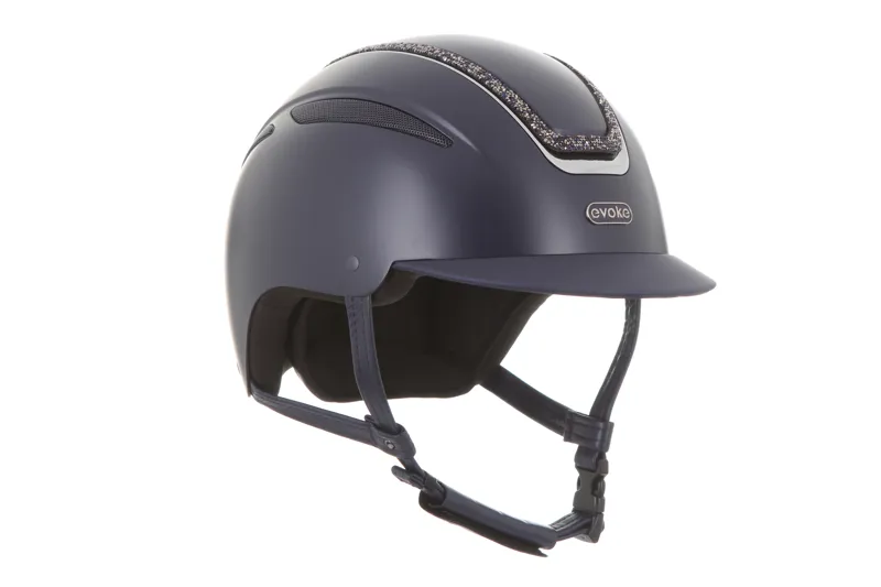 evoke Callisto Classic Peak Riding Hat in Navy with Navy Crystal Frame-4