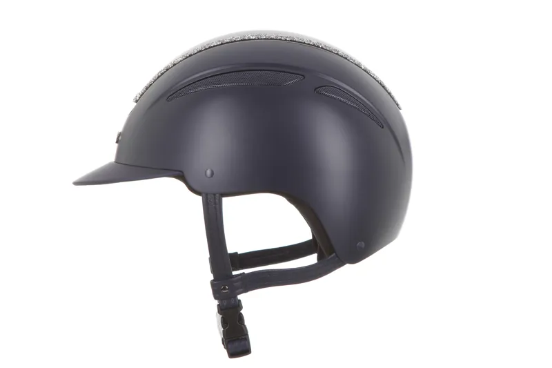 evoke Callisto Classic Peak Riding Hat in Navy with Silver Crystal Frame-4