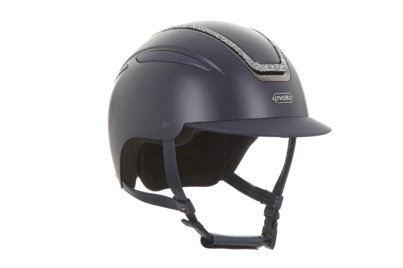 evoke Callisto Classic Peak Riding Hat in Navy with Silver Crystal Frame-2